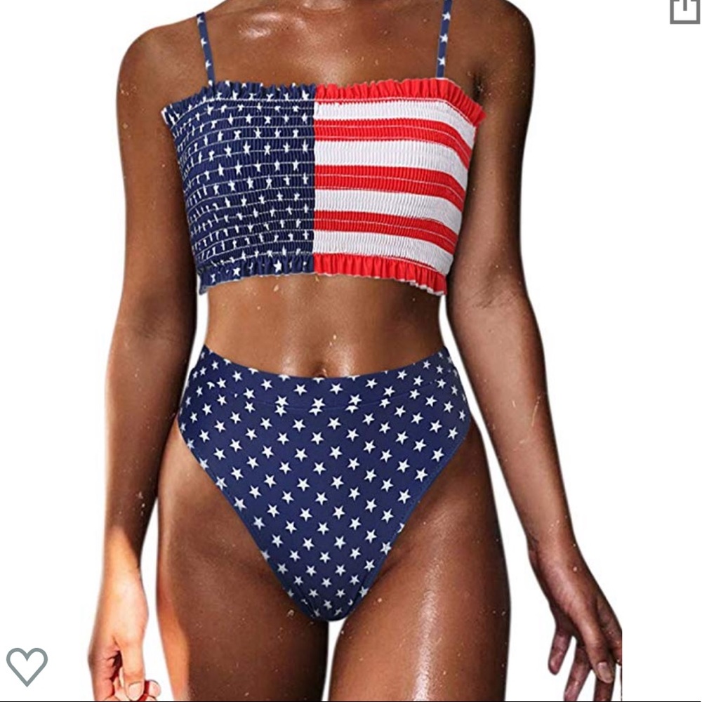 American Flag High Waisted Swimsuit